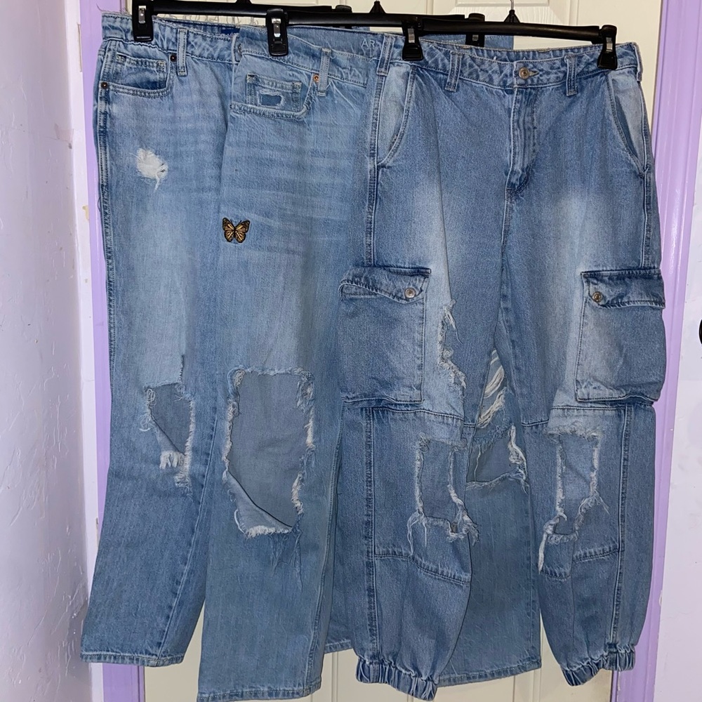 3 pair of Jeans with ripped holes